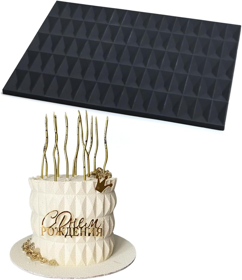 mostsom Silicone Lace Cake Mold Cube Pattern Fondant Impression Mat for Baking, Candy, Chocolate, Buttercream Decorating - Reusable Non-Stick Flexible Cake Decor Tool (A_ Cube Pattern)