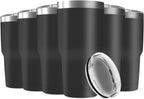30oz Stainless Steel Travel Mug with Lid, 6 Pack Double Wall Vacuum Insulated Bulk Tumbler, Powder Coated Coffee Cup Suitable for Vehicle Cup Holders(Black)