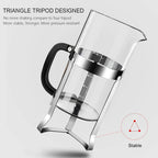 QUQIYSO French Press Coffee Maker 34oz 304 Stainless Steel French Press with 4 Filter, Heat Resistant Durable, Easy to Clean, Borosilicate Glass Coffee Press, 100% BPA Free Glass Teapot, Silver