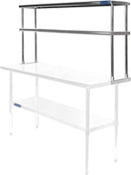 NSF Certified 18 Gauge Heavy Duty Stainless Steel Double overshelf with Brackets for Kitchens, Utility Rooms, Storage, Offices & Home