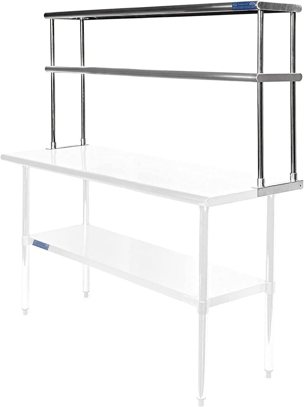 NSF Certified 18 Gauge Heavy Duty Stainless Steel Double overshelf with Brackets for Kitchens, Utility Rooms, Storage, Offices & Home