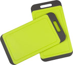 Mini Kitchen Cutting Board Mats, BPA Free, Dishwasher Safe, Juice Grooves, Thicker Boards, Easy Grip Handle, Non Porous, 2 pack