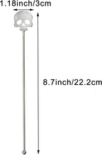 2Pcs Skull Swizzle Sticks 8.7inch Coffee Stirrers Reuseable 18/10(304) Stainless Steel Beverage Cocktail Stirrer for Bar Halloween Party Mixing Drinks