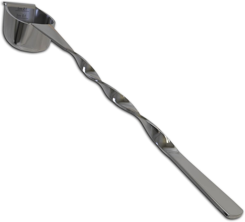 Rattleware Stainless Steel Spoon Twist - Espresso Spoon with Graduated Measure and Scraper Front - Perfect for Precision Coffee Making