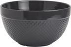 TTU Tabletops Gallery Hobnail Style 4 Piece Timeless Grey Stoneware Nesting Mixing Bowl Set for Baking and Cooking