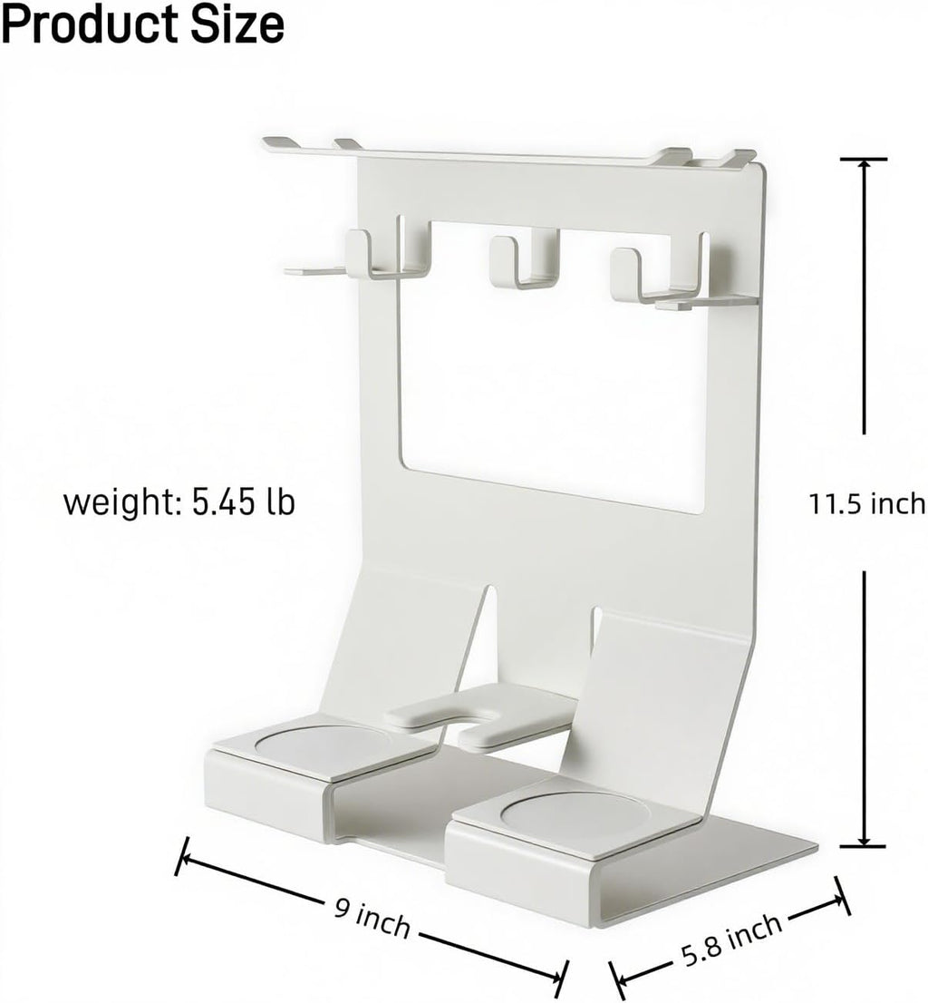 GIB Espresso Accessories Organizer Rack Tamper Holder Station, Heavy Duty Steel Stand for Coffee Distributor 51-54mm Portafilter Storage for Bar Home Office, White