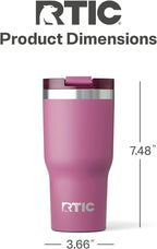 RTIC 20oz Essential Tumbler with Lid, Insulated, Stainless Steel, Metal, Double Wall Vacuum-Insulation, Ceramic Lined, Travel Cup for Iced Coffee, Tea, Hot and Cold Drink, Orchid