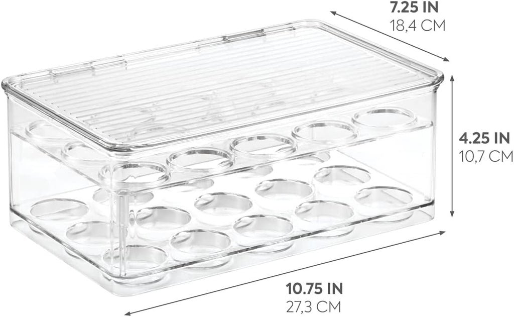 iDesign 2-Tier Coffee Pod Holder Lidded Bin, Plastic Pantry and Kitchen Storage, The Linus Collection – 7.25" x 10.75" x 4.25", Clear