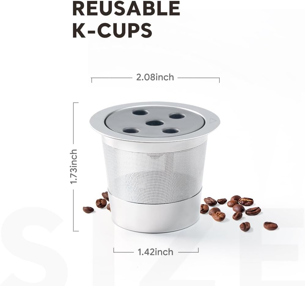 Stainless Steel Reusable K Cups for K eurig Supreme & Supreme Plus, Reusable K Cups Five Hole Universal K-eurig Refillable Coffee Pod Filter (1 Pack)