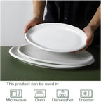 DOWAN Large Serving Platter, 16"/14"/12" Oval Platters Oven Safe, White Serving Plates for Wedding Decor, Ceramic Serving Dish for Entertaining Food, Set of 3