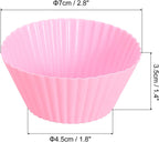 uxcell 36Pcs Silicone Cupcake Liners, Non-Stick Baking Cups, for Cooking Eggs, Baking Muffins and Make a Cake(Pink)