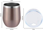 DOMICARE Stainless Steel Wine Tumbler Bulk with Lid, Personalized Rose Gold Insulated Tumblers Set, 12oz Travel Coffee Cups Pack of 16
