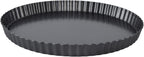 Fluted Tart Pan with Removable Bottom, Carbon Steel Round Tart Pan, Deep Baking Dish Pie Plate for Cakes Pies ([Thickened] 12-inch live bottom pie plate)