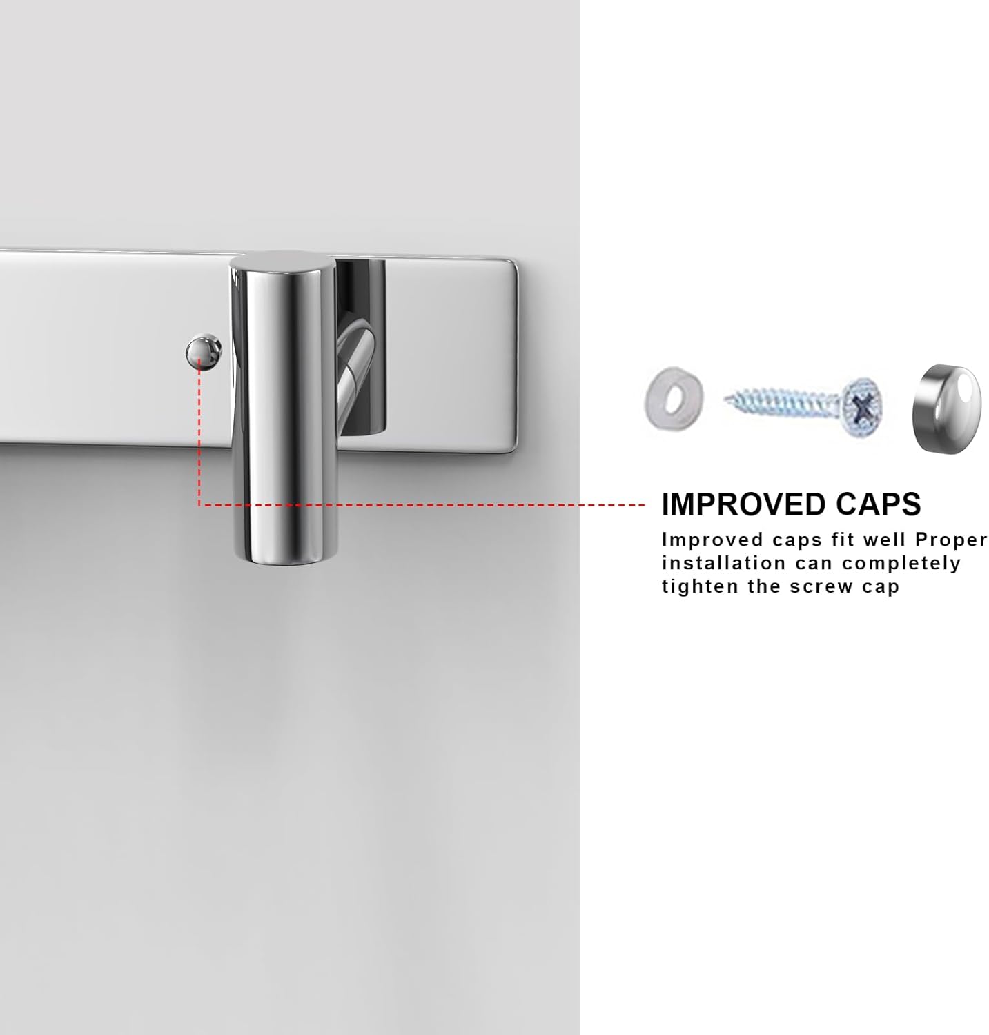 VAEHOLD Hat and Coat Wall Mount Rack - Hooks for Robes, Bags, Keys, and Towels - Bathroom Towel Hanger Organizer (Polished Chrome, “T“ Shape 3 Hooks 1 Pack)