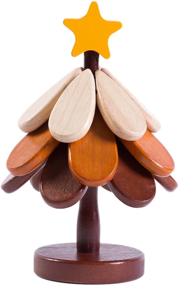 Wooden Star top 3-Piece Christmas Tree Coaster Set, can be Placed on hot Dishes, Coffee, hot Water Cups, Home Restaurant Coasters, Heat-Resistant and Heat-Resistant mats, Holiday Table Decorations