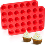 CAKETIME Silicone Mini Muffin Pan, 24 Cups Mini Cupcake Pans Silicone Muffin Tin for Baking Nonstick 2 Pack
