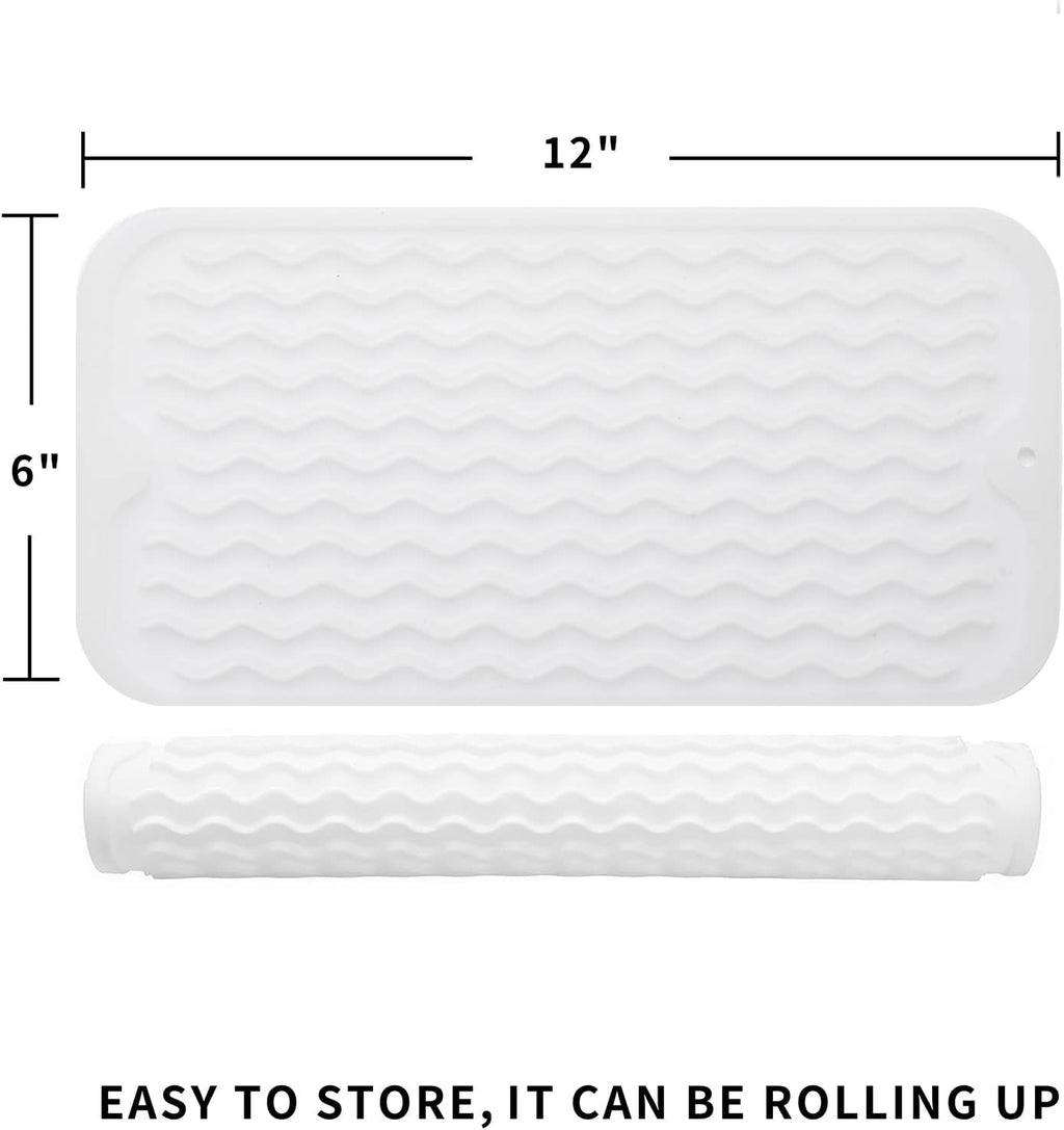 Silicone Dish Drying Mat for Multiple Usage,Easy clean,Eco-friendly,Heat-resistant Silicone Mat for Kitchen Counter or Sink,Refrigerator or Drawer Liner Translucent S 12 inches x 6 inches