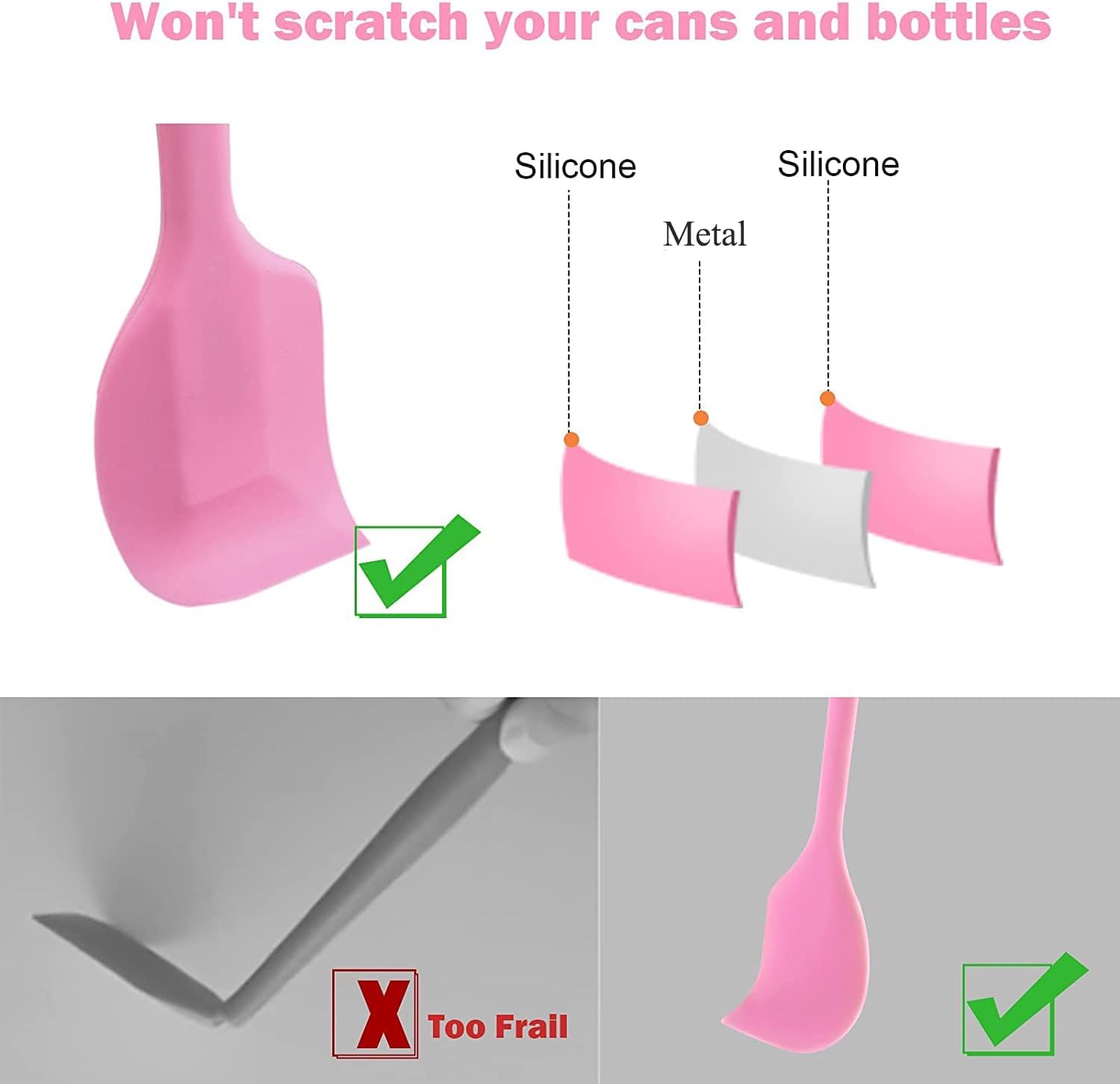 Mini Silicone Spatula Set 6 PCS Food Grade Small Jar Spatula with Long Handle Makeup Spatula Tool Heat Resistant Kitchen Utensils for Baking Cooking Mixing Tiny Scraper