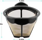 Replacement Parts 2pcs Cone Reusable Coffee Permanent Filters, Compatible with Ninja Coffee Maker CM305, CP301, CP307C,CM401