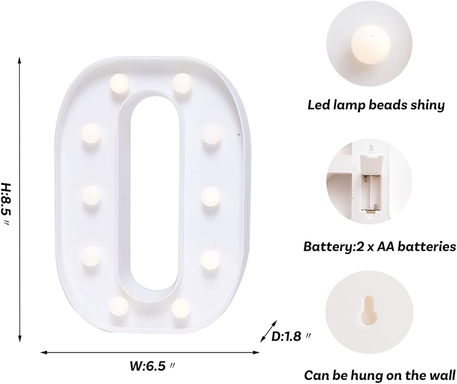 Foaky LED Letter Lights Sign Marquee Light Up Letters Sign for Night Light Wedding/Birthday Party Battery Powered Christmas Lamp Home Bar Decoration(O)