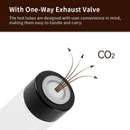 watchget Single Dose Coffee Storage Tubes 10 Pcs Dosing Glass Vials with One-way Exhaust Valve Lids Coffee Bean Storage Coffee Bean Cellar with Hopper & Wood Base, B