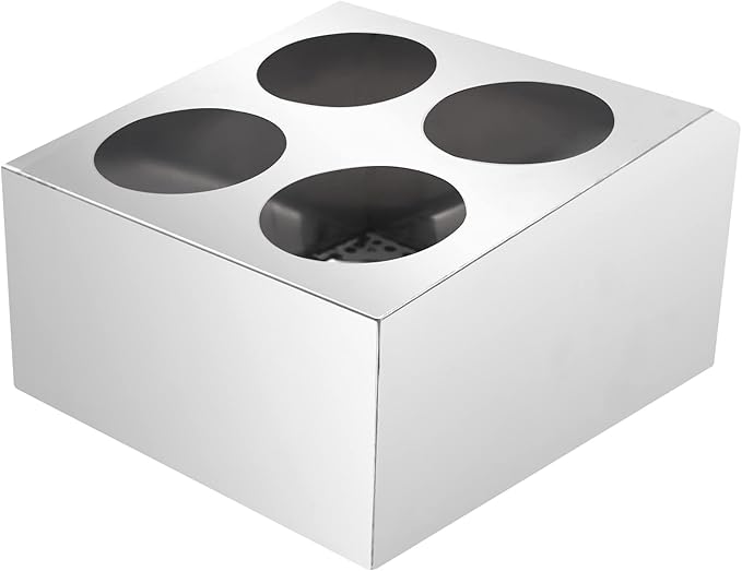 DYNAMI Stainless Steel Kitchen Utensil Holder with 4 Compartments,Commercial Silverware Sorter Silverware Utensil Holder,Perforated Caddy Drying Rack Flatware Organizer Countertop,for Buffets