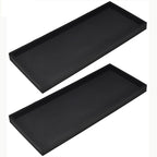 DNC Bathroom Vanity Tray for Counter, 2PC 11.8" Silicone Kitchen Sink Soap Tray for Countertop Dish Holder Dispenser Toilet Tank Desk Organizer Black