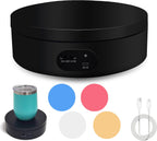 YVV Motorized Rotating Display Stand, Cup Display Turner Stand, Electric Rotating Base for Glitter Tumblers, 360 Automatic Mute Rotating Turntable with 4 Colors Backgrounds for Epoxy Cup Display