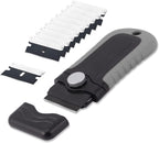 Gomake Locking Razor Blade Scraper with Safety Cap, Glass Cooktop Scraper with 10PCS Black Carbon Steel Blades for Glass Clean, Paint and Old Label,Decal Sticker Remover, Stove Top Scraper Tool