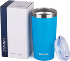 SUNWILL Travel Coffee Tumbler 20 oz, Insulated Mug with Lid, Stainless Steel Cup for Outdoor, Powder Coated Royal Blue