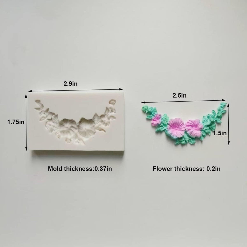 Small Lovely items Silicone Fondant Molds Set For Cake Topper, Gumpaste, Candy & Chocolate, Polymer Clay and More (Flowers & Leaves)