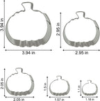 Pumpkin Cookie Cutters Set with Box, 5Pcs Large to Tiny Size - 3.94'', 2.95'', 2.05'',1.57'', 1.18'', Stainless Steel Fondant Biscuit Mold for Halloween Fall Thanksgiving Day Holiday Party Decoration