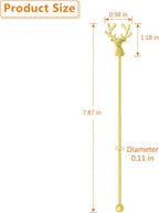 Swizzle Sticks,5 Pcs Stainless Steel Reusable Deer Head Shape Cocktail Stirrer Coffee Beverage Stir Sticks for Cocktail, Whiskey, Hot Cocoa, Creamer (Gold)
