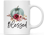 Andaz Press Fall Burgundy Marsala 11oz. Ceramic Coffee Tea Mug, Blessed, 1-Pack, Pumpkin Floral Graphic, Birthday, Friend, Family, Coworker, Autumn Season, Festive Thanksgiving Ideas