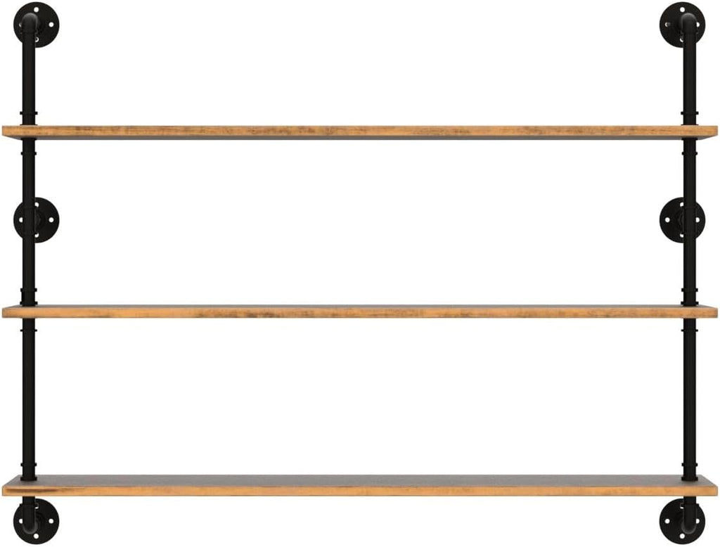 Floating Shelves,Wall Mounted Rustic Wood Shelf,Pipe Shelves,Industrial Pipe Shelving with Real Wood Planks 48 inch Industrial Wall Shelves Hanging Bookshelf Farmhouse Kitchen Bar Shelving