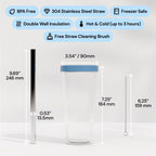 Dodoko Reusable Boba/Bubble Tea Cup - 17 oz with Lid & Straw; Cold Coffee/Smoothie Cup to Go - Breeze Blue