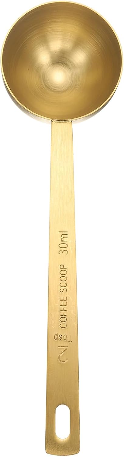 HARFINGTON Coffee Scoop Spoon 2tbsp (6tsp, 30ml) 304 Stainless Steel Long Handle Teaspoon/Tablespoon Measuring Spoons Scoops for Tea Sugar Kitchen, Gold
