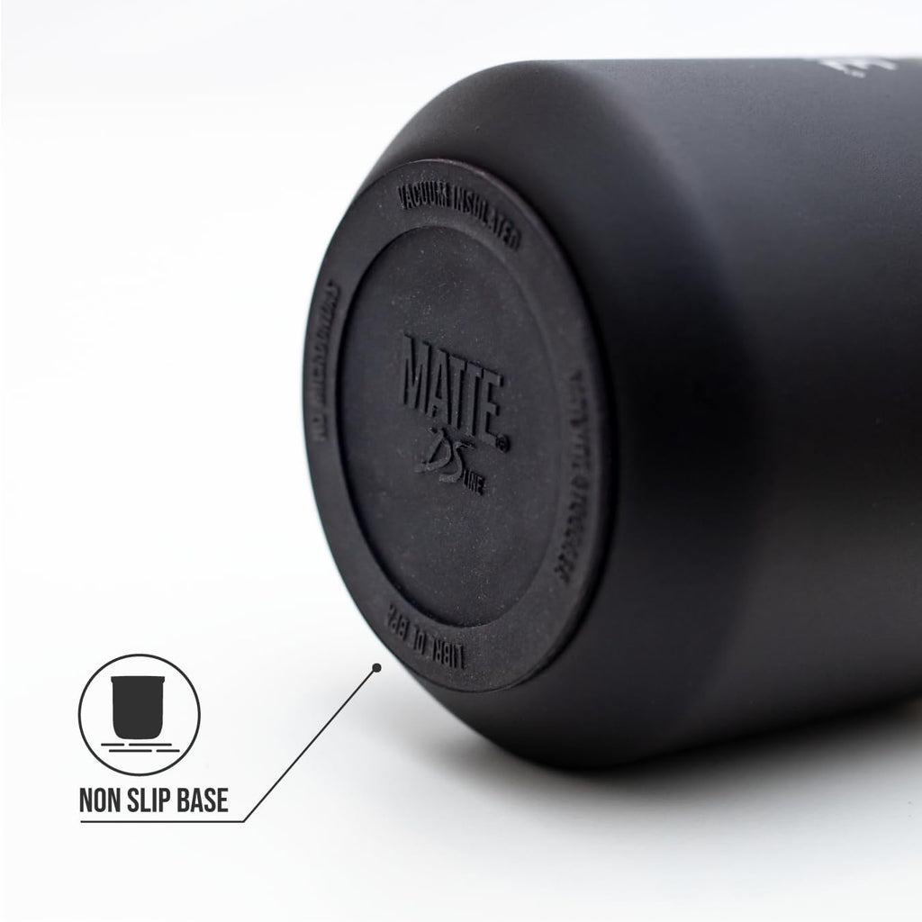 Matte 6.5 oz Yerba Mate Gourd and Bombilla Set - Includes DS Pro Box - BPA Free Yerba Mate Set Kit with Mate Straw, Elegant Design, Non-Slip Base (Black)