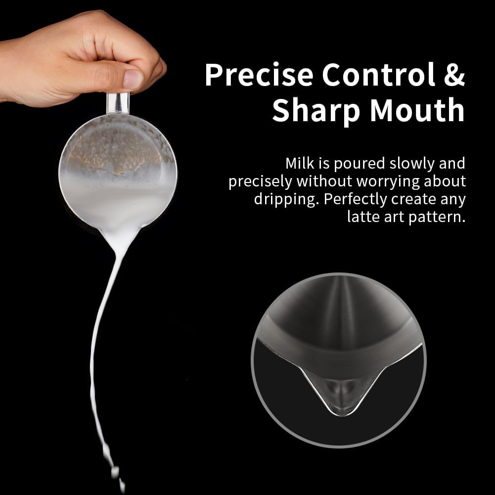 watchget Milk Frothing Pitcher 500ml/17oz Stainless Steel Espresso Steaming Pitcher Milk Coffee Cappuccino Latte Art Barista Steam Pitcher Milk Frothing Jug