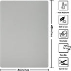 Silicone Mat Heat Resistant Mats for Countertop, Multipurpose Large Silicone Mats for Crafts Kitchen Workbench Size 48x24 inches Thick 2mm,Rolled Package,Grey