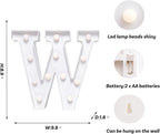 Foaky LED Letter Lights Sign Marquee Light Up Letters Sign for Night Light Wedding/Birthday Party Battery Powered Christmas Lamp Home Bar Decoration(W)