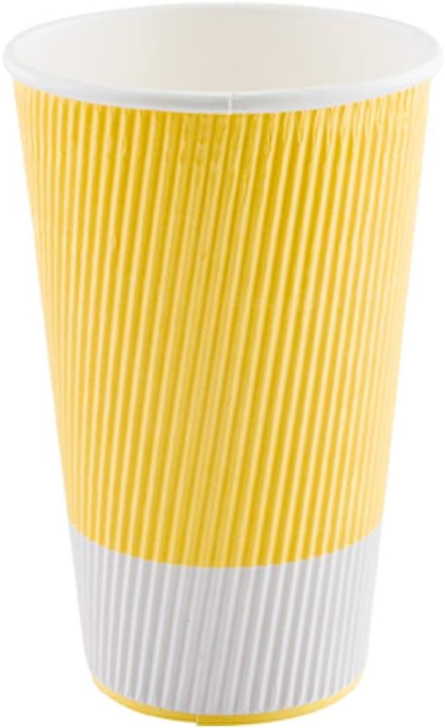 Restaurantware 16 Ounce Double Wall Disposable Coffee Cups, 500 Insulated Light Yellow Paper Tumblers with Ripple Wall Design, Lids Sold Separately for Hot Drinks like Tea, Hot Chocolate and More