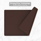 Rnivvi Silicone Coffee Mat, 12" x 19" Waterproof Raised Edge Coffee Bar Mats for Espresso Machine Station Accessories, Heat Resistant Dish Drying Pad for Kitchen Counter, Rubber Bar Decor Pad, Brown