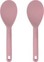 Silicone Rice Paddle Set – 2-Piece Set of Spoon Spatulas for Non-Stick Cookware – Kitchen Tools and Accessories with Comfortable Handles, Heat-Resistant Utensils for Cooking and Baking – Pastel Pink