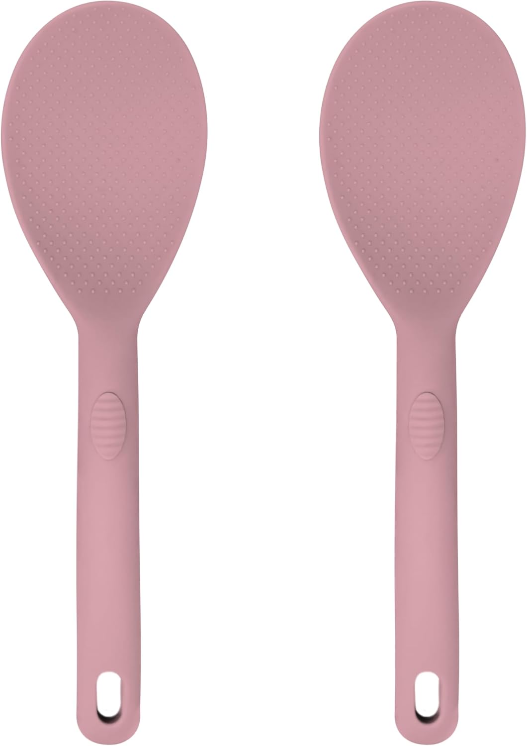 Silicone Rice Paddle Set – 2-Piece Set of Spoon Spatulas for Non-Stick Cookware – Kitchen Tools and Accessories with Comfortable Handles, Heat-Resistant Utensils for Cooking and Baking – Pastel Pink