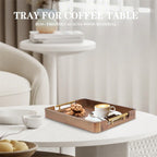 Acacia Wood Serving Tray with Handles, 17x13 Inch Ottoman Tray for Coffee Table,Candle Display,Breakfast in Bed, Large Wooden Decorative Tray with Non-Slip Pads, for Kitchen, Dining, Home Decor