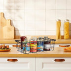 4 Pack Large Wire Baskets, 15" x 9" Metal Wire Basket for Pantry Organizers, Kitchen, Bathroom, Office, Stackable Storage Baskets, Bronze