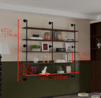 Industrial Pipe Shelf Shelving Bookcase, Wall Mounted Rustic Bookshelf 60 Inch, Floating Bookshelves for Wall,Retro Wood Metal Pipe Industrial Shelves for Living Room