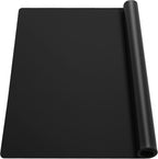 Ewen 31.6"x23.5" Large Silicone Kitchen Counter Mat, 2mm Thick Heat Resistant Silicone Countertop Protector Mat Cover for Baking Air Fryer Toaster Oven Microwave Coffee Maker Cutting Board Drill Black