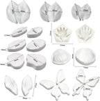 AK ART KITCHENWARE Silicone Veiner Stainless Steel Fondant Cutter Set for Gum Paste Flower Leaf Sugar Craft Tools Cake Decorating Supplies Silicone Veining Molds Moulds for Wedding with Christmas Box